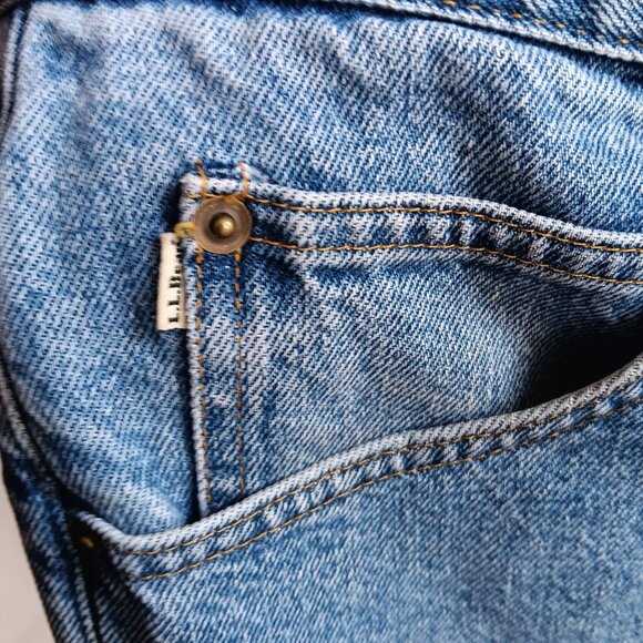 Vintage 1990's Men's 32x30 L.L.Bean Lined Natural Denim Jeans Green Fleece Liner - Picture 6 of 8